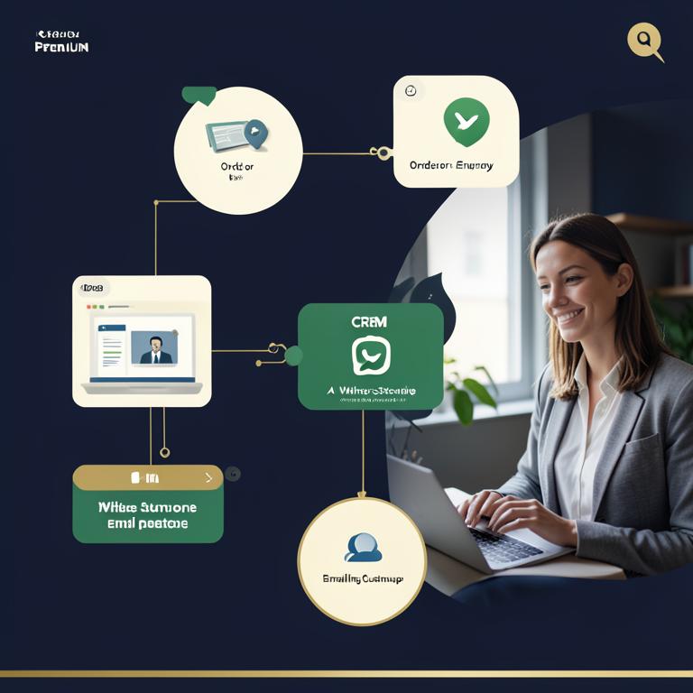Simple connected workflow linking a store enquiry to AI, CRM and customer follow-up