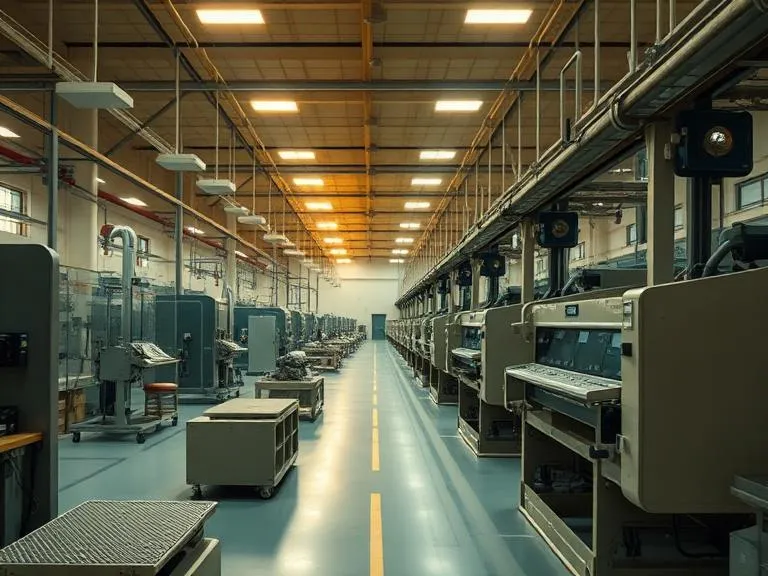 Modern manufacturing facility with industrial machinery