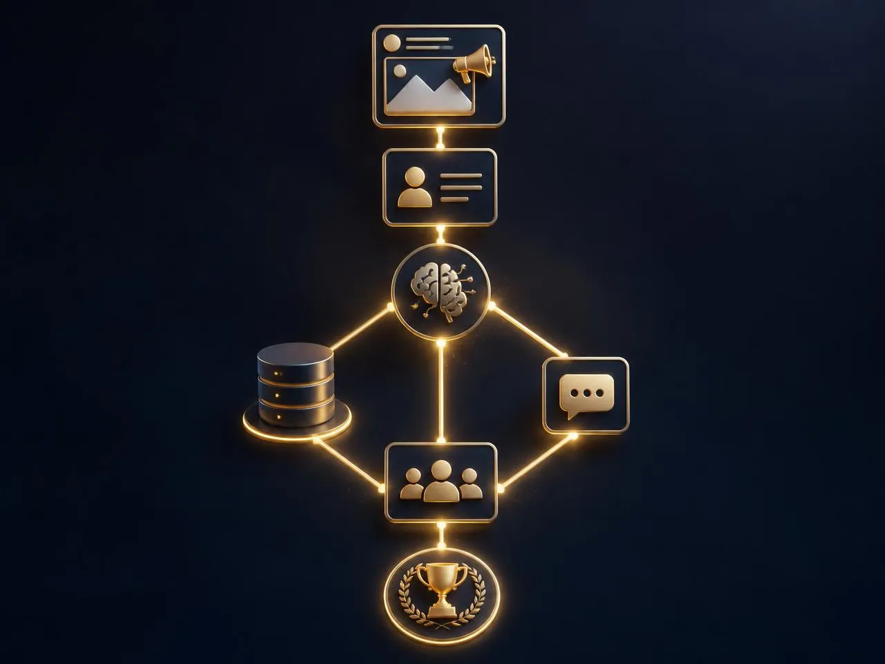 Simple connected automation journey from social media advertising through AI validation, CRM and sales conversion